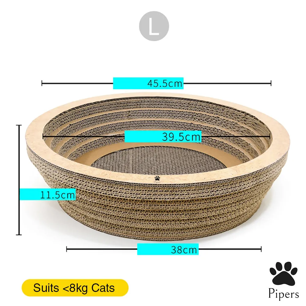 Pipers Cat Scratcher Round Cardboard Bed Lounge Sofa Pet House Post Board Large