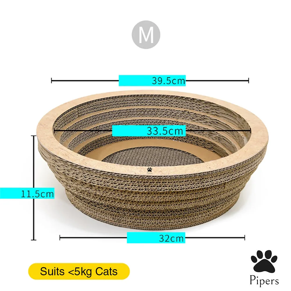 Pipers Cat Scratcher Round Cardboard Bed Lounge Sofa Pet House Post Board Large