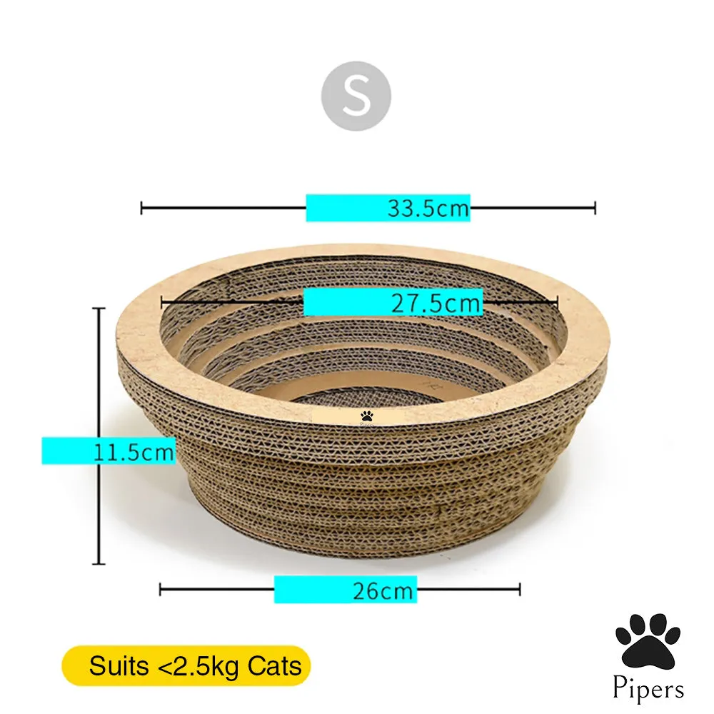 Pipers Cat Scratcher Round Cardboard Bed Lounge Sofa Pet House Post Board Large