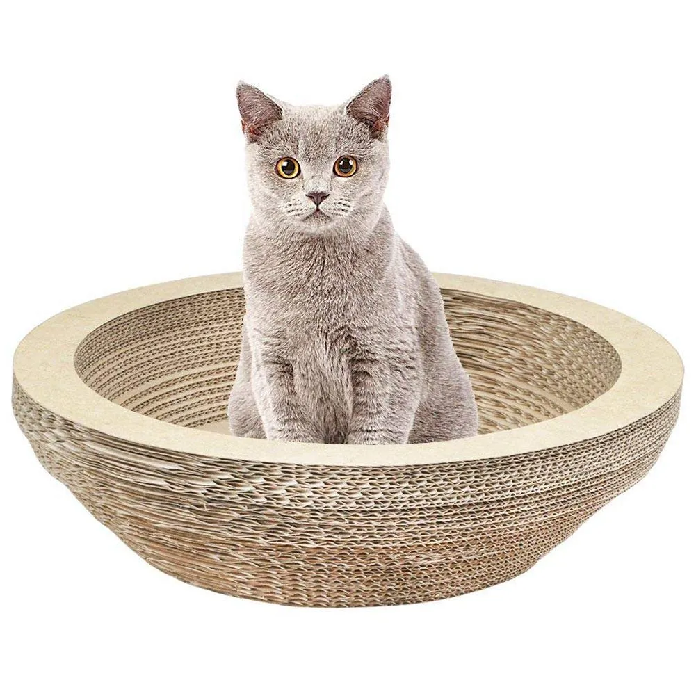 Pipers Cat Scratcher Round Cardboard Bed Lounge Sofa Pet House Post Board Large