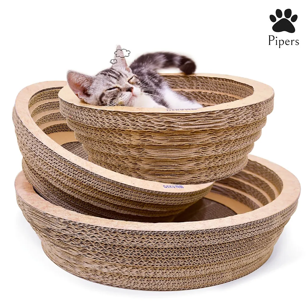 Pipers Cat Scratcher Round Cardboard Bed Lounge Sofa Pet House Post Board Large