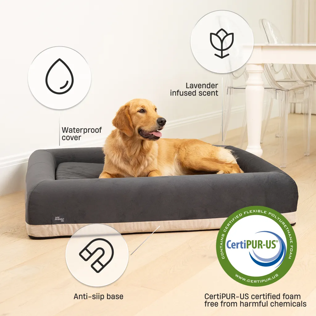 Premium Orthopedic Memory Foam Dog Bed - Charcoal (Small)