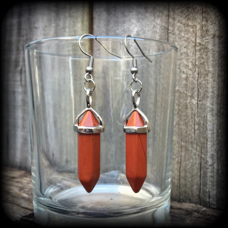 Red jasper earrings-Gemstone earrings