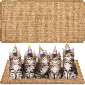 Riakrum 2 Pack 32 x 16 Inches Sisal Cat Pad Rectangular Sisal Scratch Mat Natural Fabric Horizontal Cat Pad Scratching Scratch Mat Protector for Furniture Sofa and Wall(Brown)