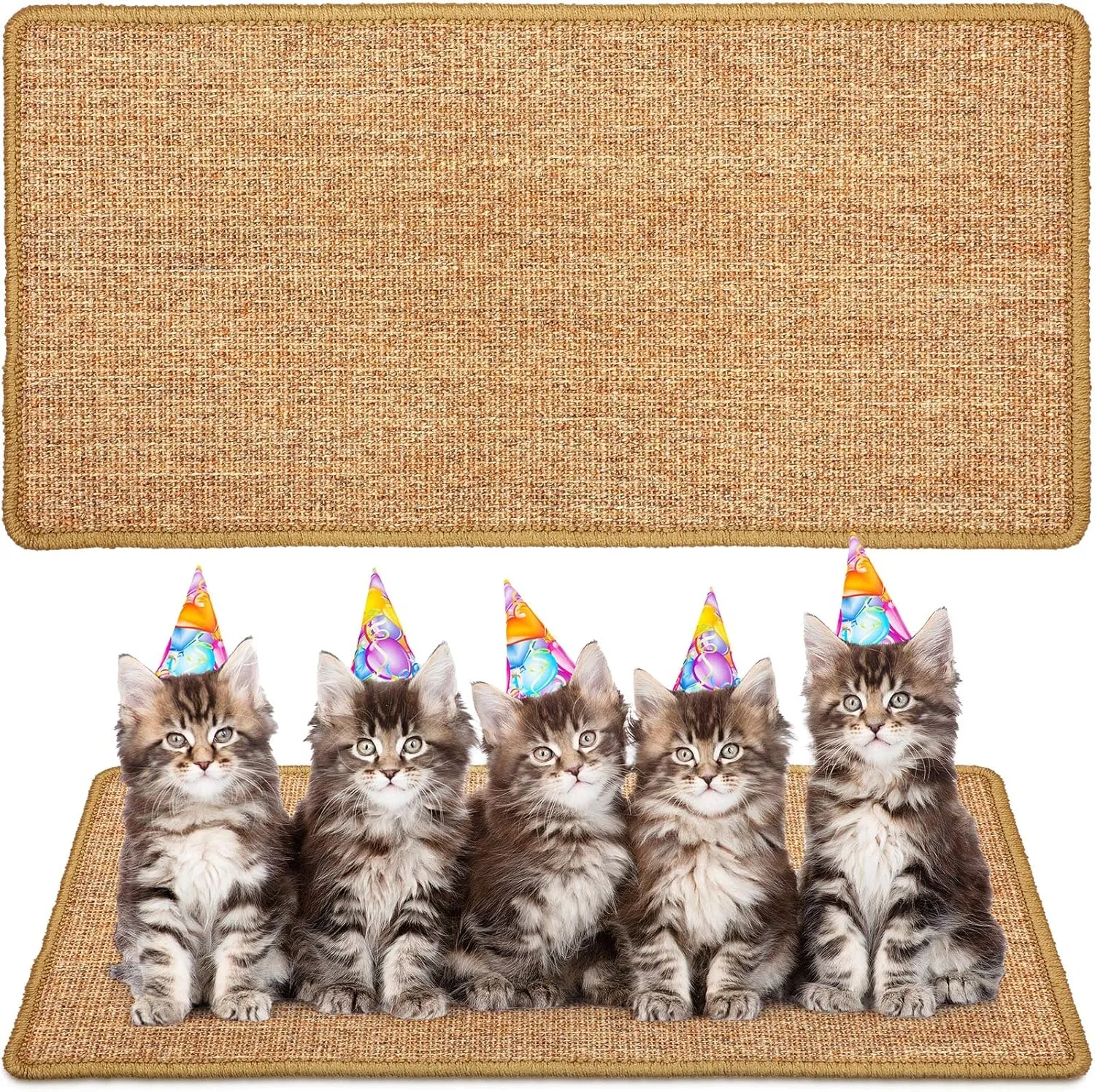 Riakrum 2 Pack 32 x 16 Inches Sisal Cat Pad Rectangular Sisal Scratch Mat Natural Fabric Horizontal Cat Pad Scratching Scratch Mat Protector for Furniture Sofa and Wall(Brown)