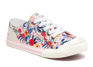 Rocket Dog Womens Jazzin Cotton Trainers - White / Multicoloured Floral