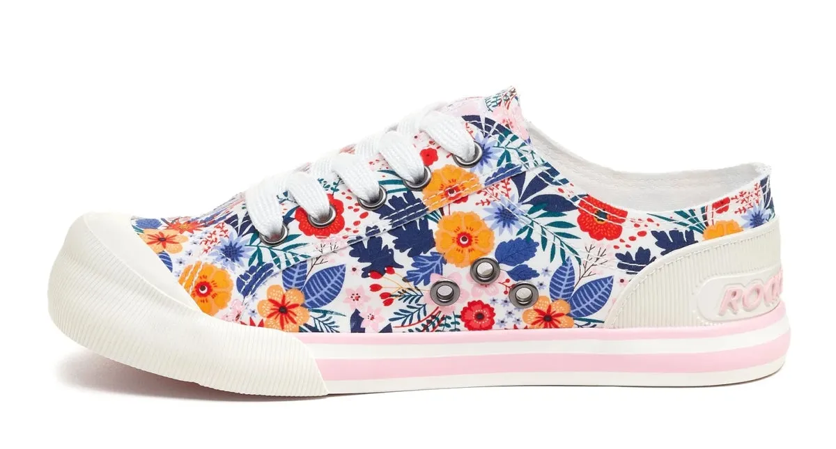 Rocket Dog Womens Jazzin Cotton Trainers - White / Multicoloured Floral