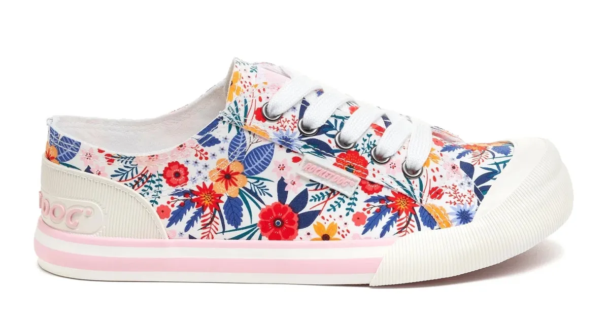 Rocket Dog Womens Jazzin Cotton Trainers - White / Multicoloured Floral