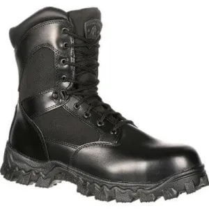 Rocky Men's 8" Waterproof Black Alpha Force Zipper Public Service Work Boot