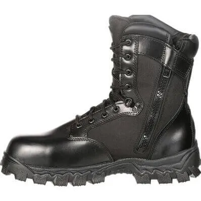 Rocky Men's 8" Waterproof Black Alpha Force Zipper Public Service Work Boot