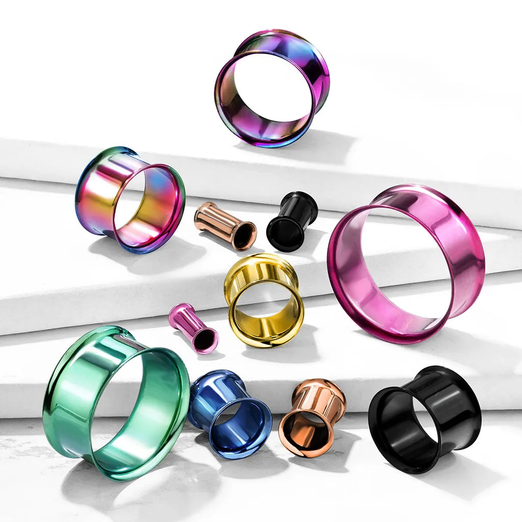 Rose Gold Plated Steel Double Flare Tunnels - PAIR 8g thru 1" available