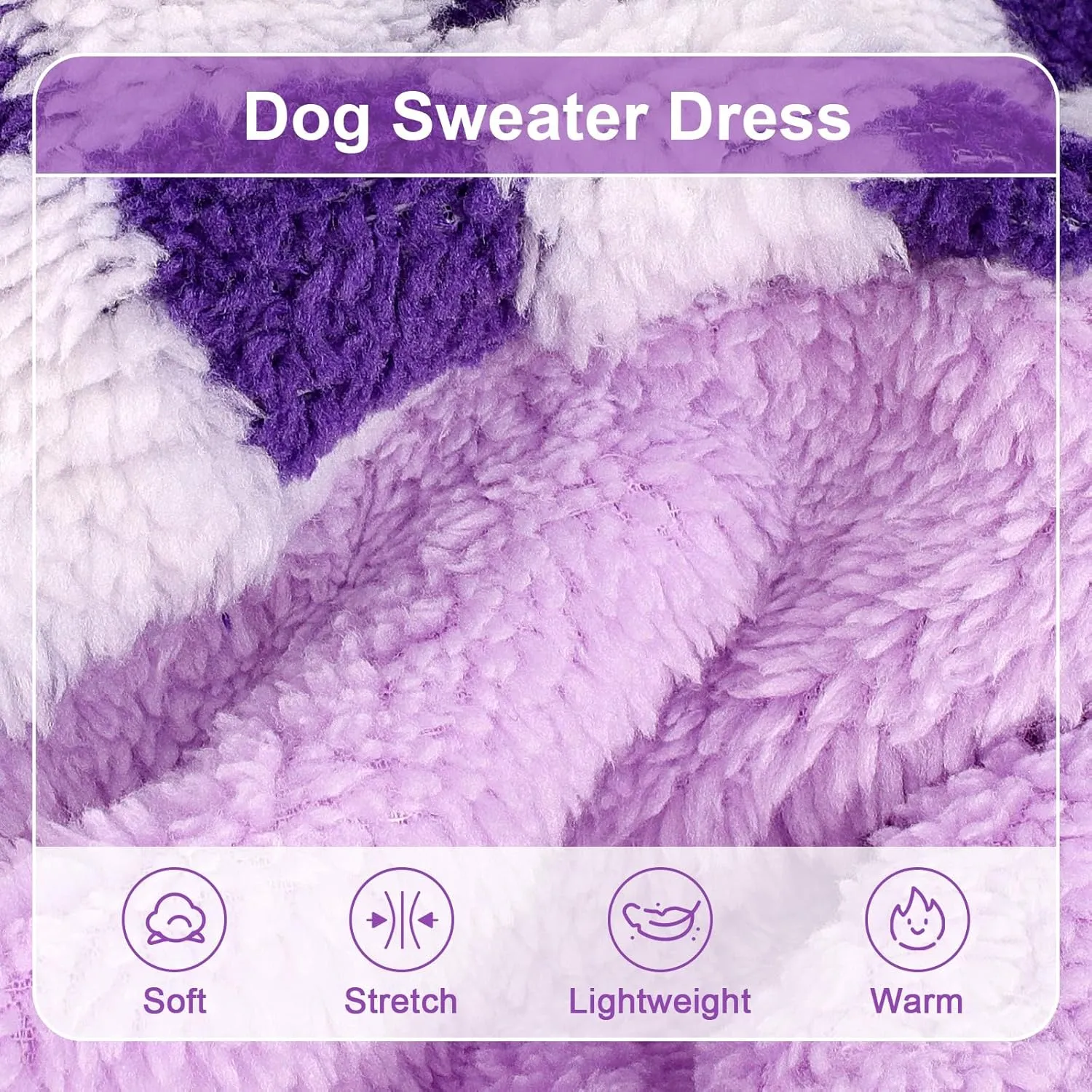 Sebaoyu Turtleneck Dog Pajamas for Small Dogs, Fleece Sweater, Winter Cute Tiny Clothes Outfit Puppy Pet Jumpsuits Chihuahua Yorkie Cat Clothing(Plaid Purple,Medium)