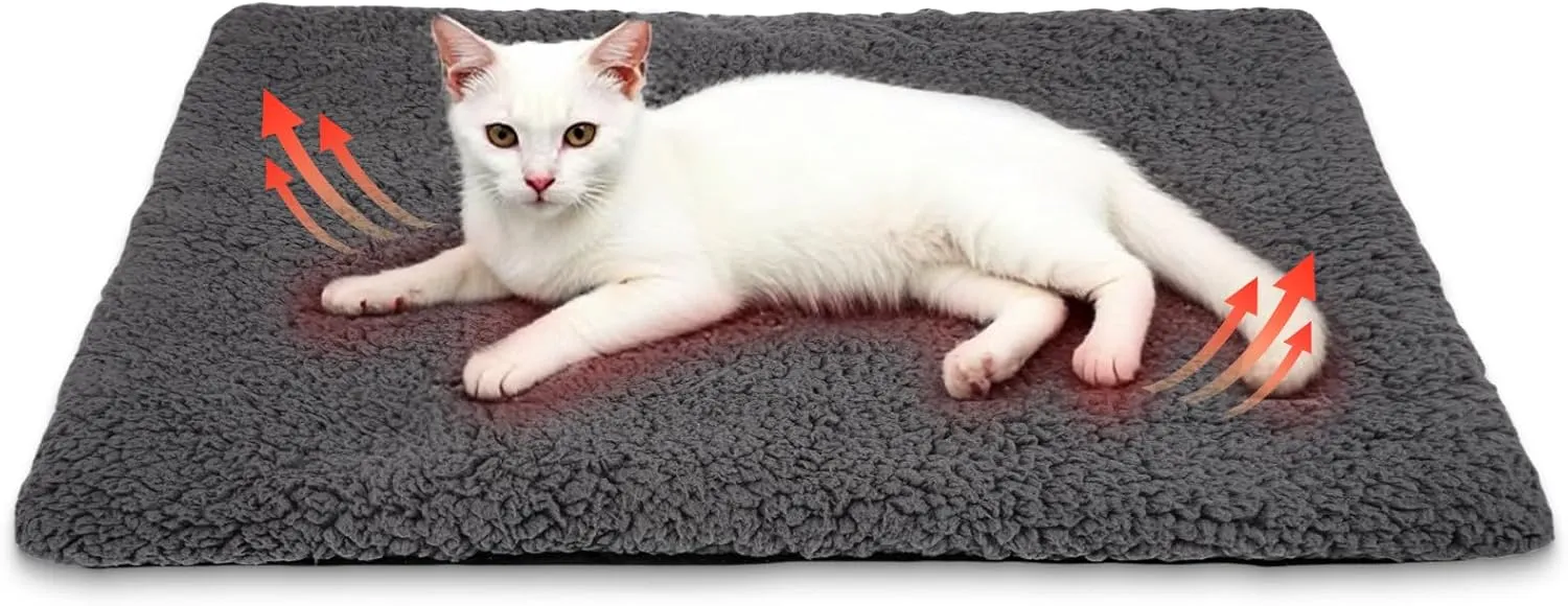 Self Warming Cat Bed Self Heating Cat & Dog Pad - Waterproof Heated Thermal Mat, Non-Slip, Washable for Senior Pets, Kittens, Dogs, Indoor/Outdoor Use, Non-Electric (Dark Grey, 28.8" X 18.9")