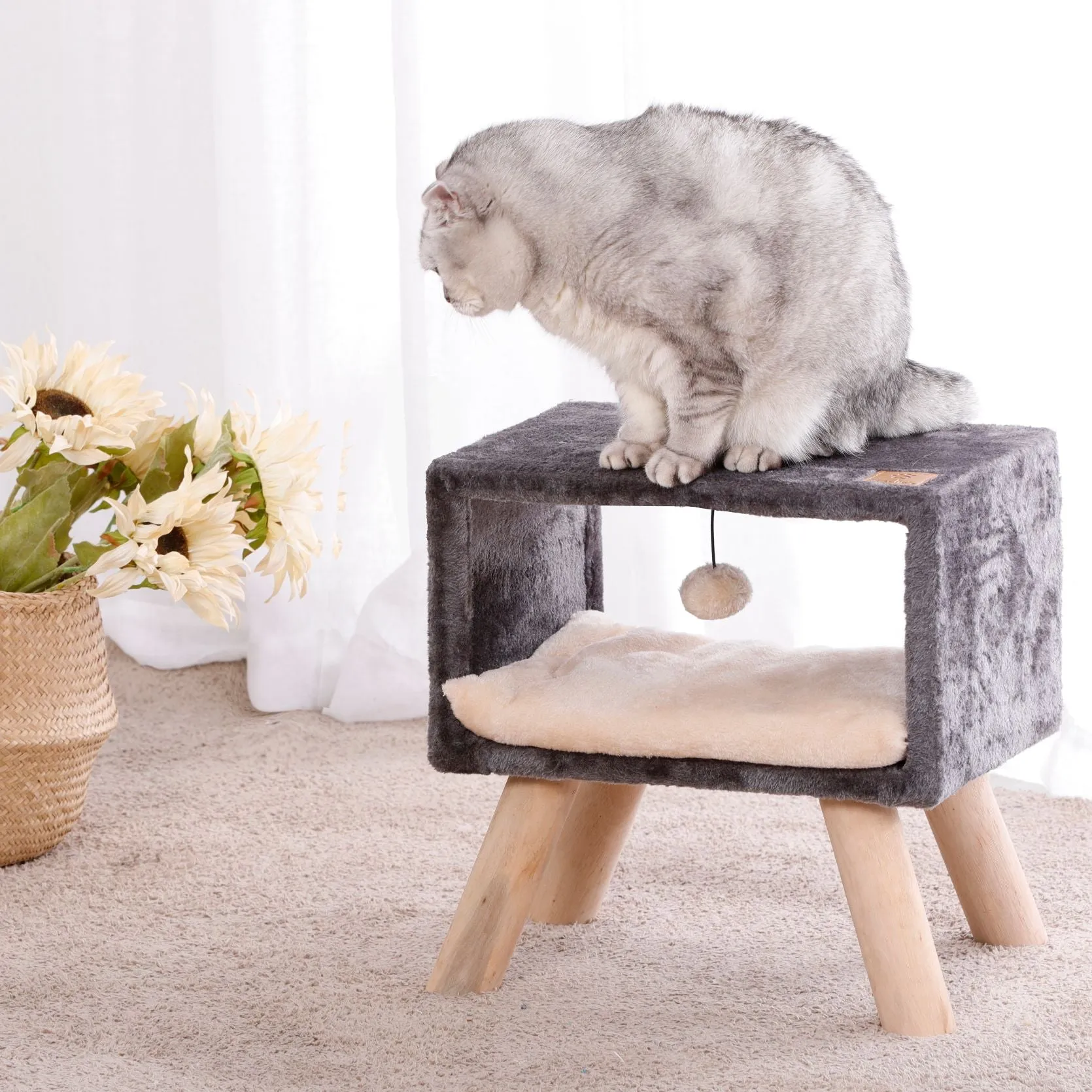 Side Table Cat Furniture Scratcher - Charcoal