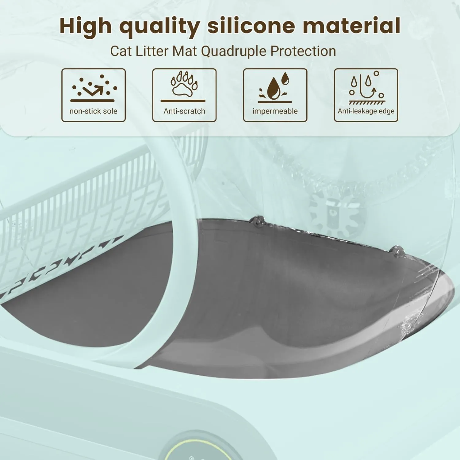 Silicone Cat Litter Pad Replacement Part for 65L 9L Self Cleaning Litter Box, Leakproof Silicone Mat, Anti-Stick Accessory [Only Compatible with Orders Purchased After February 17, 2025]