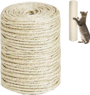 Sisal Rope for Cat Scratcher Hemp Twine Rope for for Scratching Post Tree Replacement, Hemp Rope for Repairing, Recovering or DIY,4mm by164 Feet
