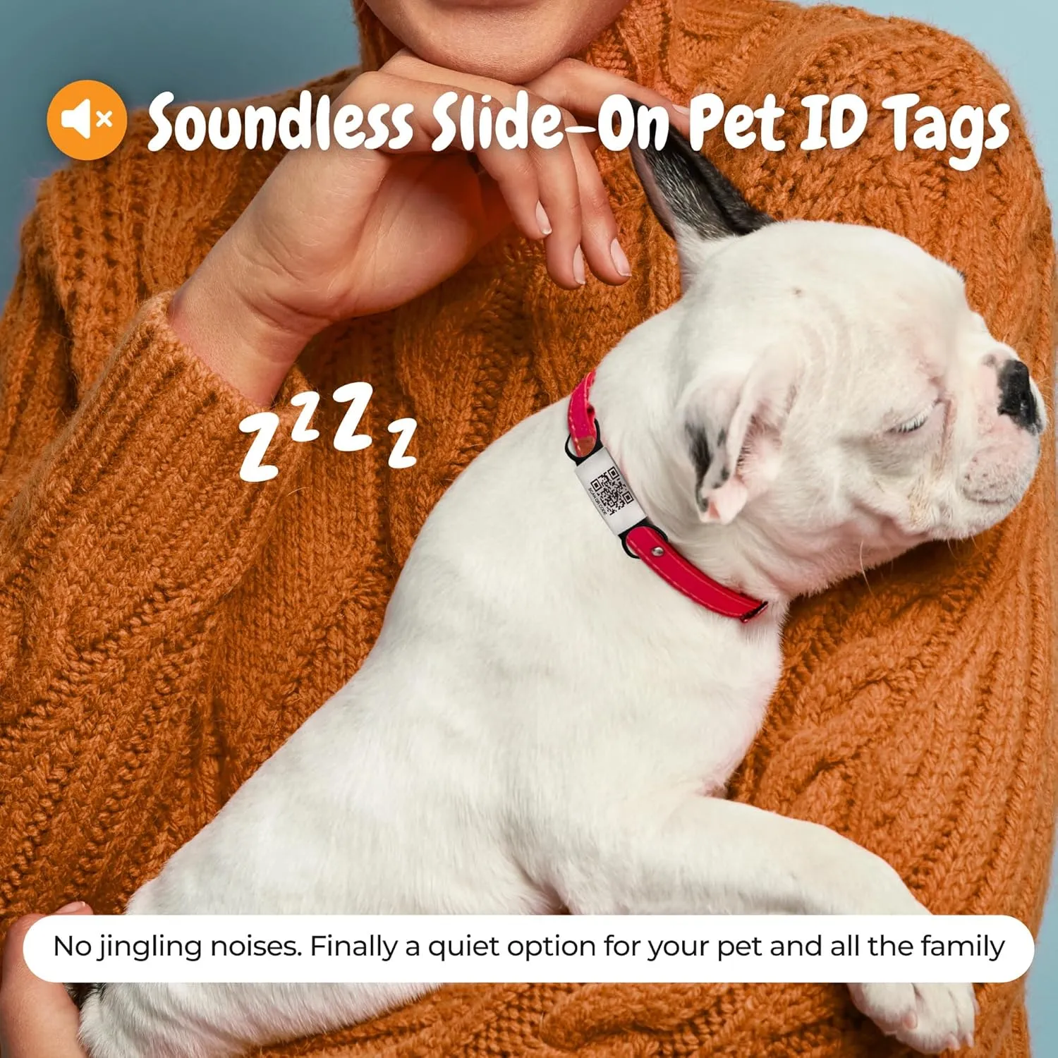Smart Slide-On QR Code Pet Tag  Silent Dog & Cat ID Tag with Laser Engraving  Stainless Steel & Silicone  No App Needed  Custom Pet Profile  Fits Most Collars (Blue, Large)
