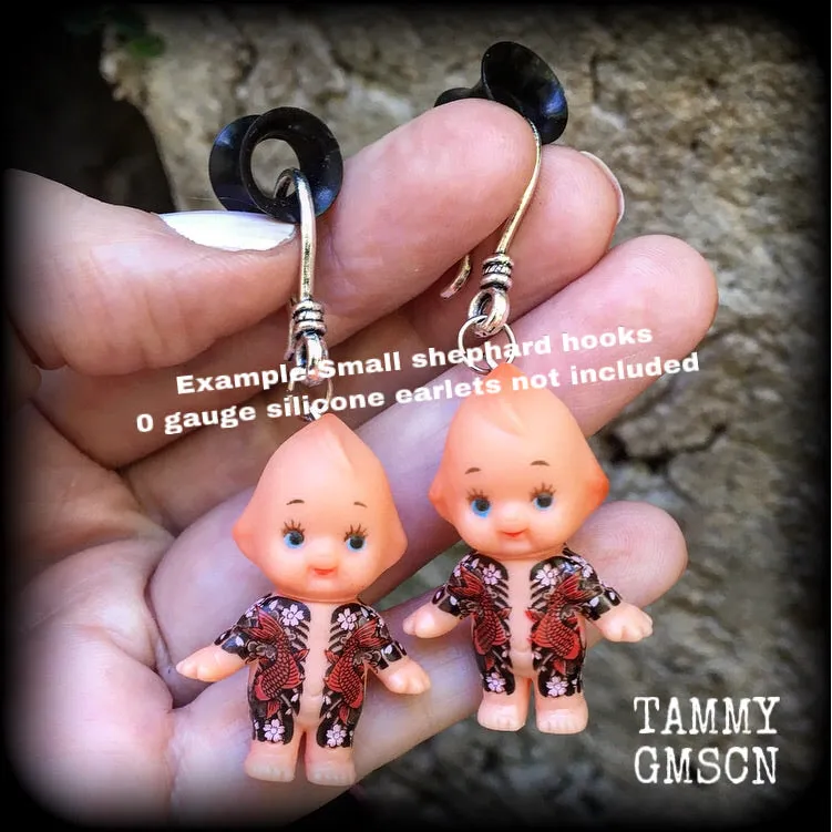 Tattooed Kewpie Doll earrings-Gauged earrings