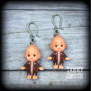 Tattooed Kewpie Doll earrings-Gauged earrings