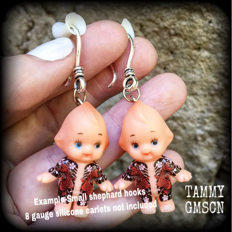 Tattooed Kewpie Doll earrings-Gauged earrings