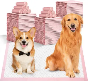 Ultra Absorbent Thicker Dog Pee Pads Extra Large XL 28"x36" Leak-Proof Odor-Control Pink Puppy Training Pads Full Edge-Wrapping Pad for Dogs Dogs, Puppies, Doggie, Cats, Rabbits - 40 Ct