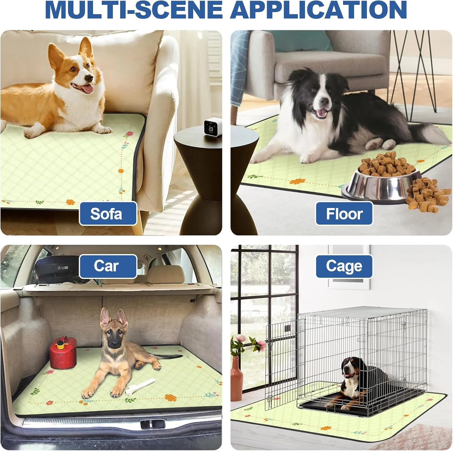Washable Pee Pads for Dogs, Reusable Pets Mat,Absorbent & Leak-Proof Dog Training Pads, Non Slip Training Mats Suitable for Potty,Whelping,Playpen,Bed,Crate Liner,Car Seats (XL:68*52")