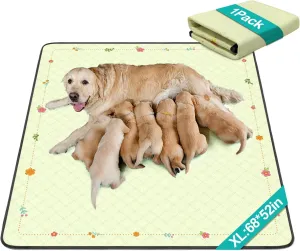 Washable Pee Pads for Dogs, Reusable Pets Mat,Absorbent & Leak-Proof Dog Training Pads, Non Slip Training Mats Suitable for Potty,Whelping,Playpen,Bed,Crate Liner,Car Seats (XL:68*52")