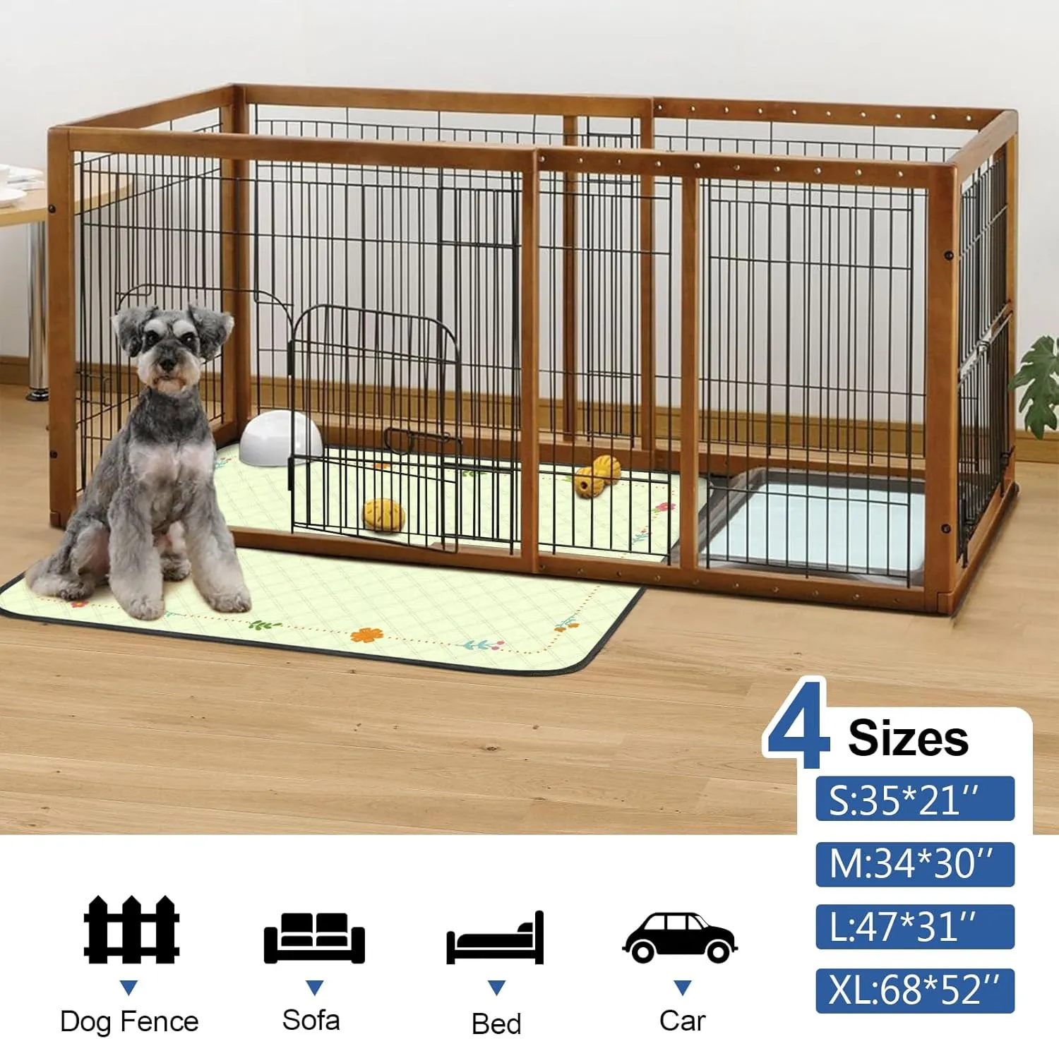 Washable Pee Pads for Dogs, Reusable Pets Mat,Absorbent & Leak-Proof Dog Training Pads, Non Slip Training Mats Suitable for Potty,Whelping,Playpen,Bed,Crate Liner,Car Seats (XL:68*52")