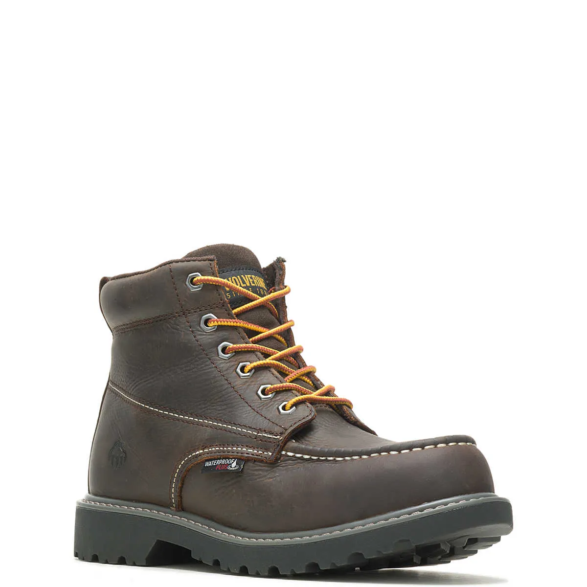 Wolverine Men's Floorhand Moc-Toe 6" Steel-Toe Work Boot - Dark Brown