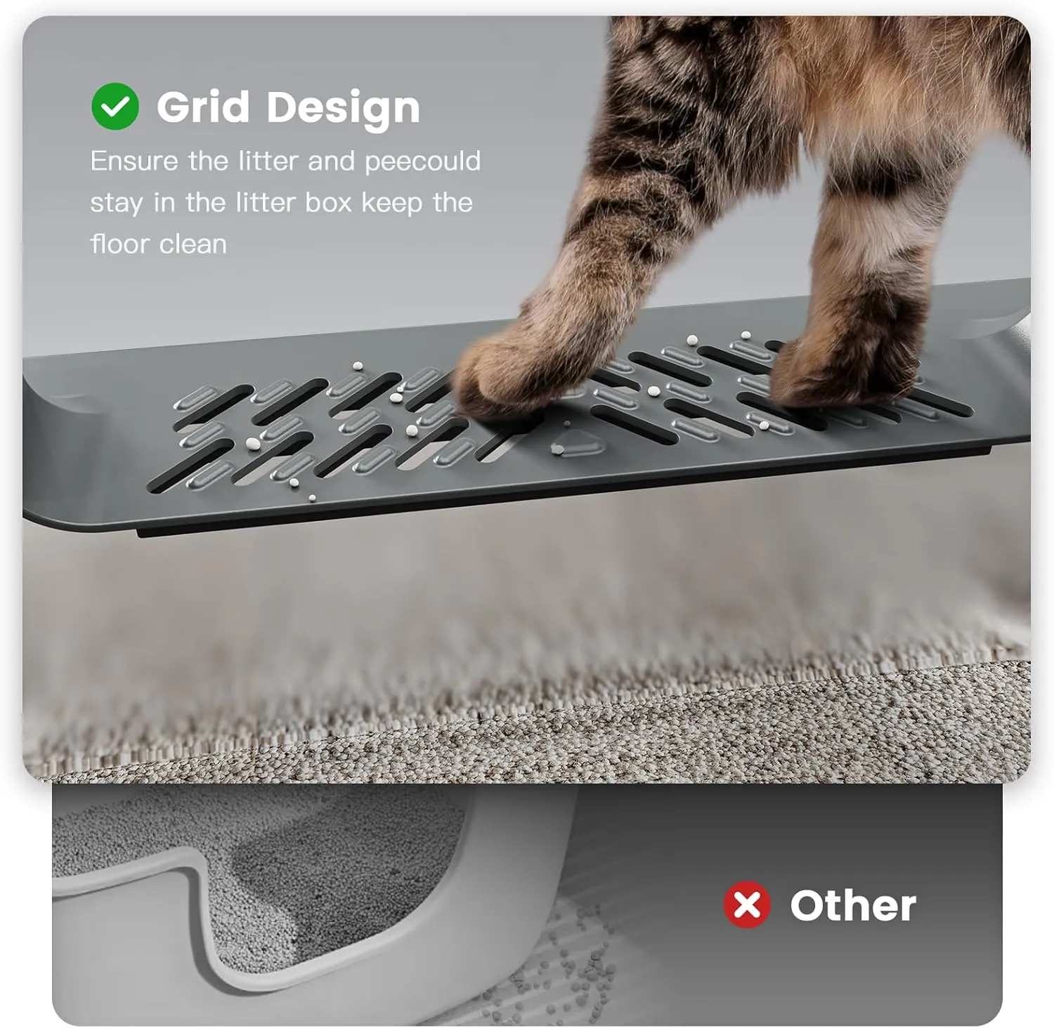 XXL Stainless Steel Cat Litter Box with High Sided, 26" L x 18" W x 12" H Extra Large Litter Box for Big Cats and Multiple Cats, Enclosure Cat Litter Pan with Anti-Urine Leakage, Easy Clean(Grey)
