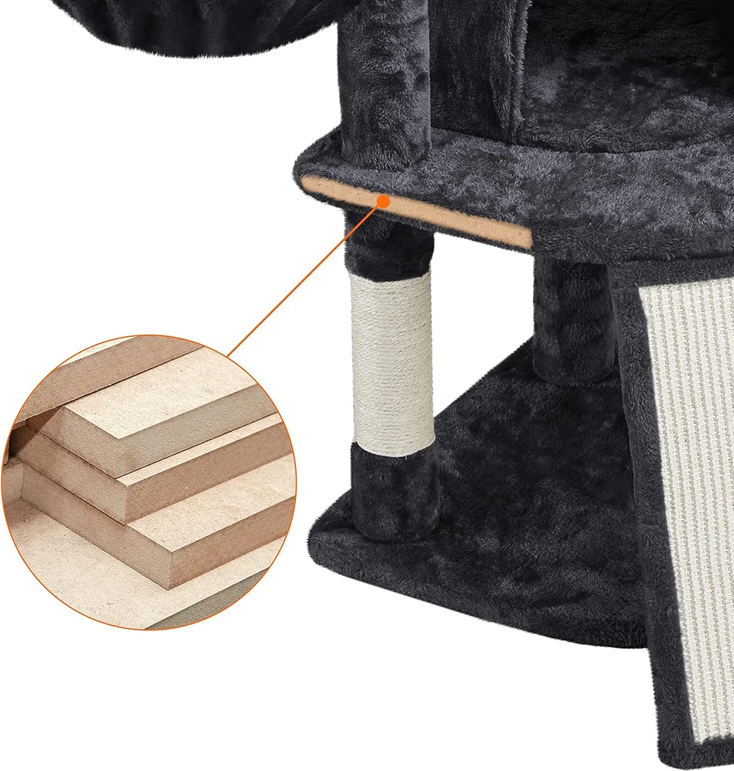 Yaheetech Cat Tree, 42in Cat Tower for Indoor Kittens, Pet Play House with Large Perch & Scratching Posts & Cozy Condo & Scratching Ramp, Kitten Furniture Activity Center, Black