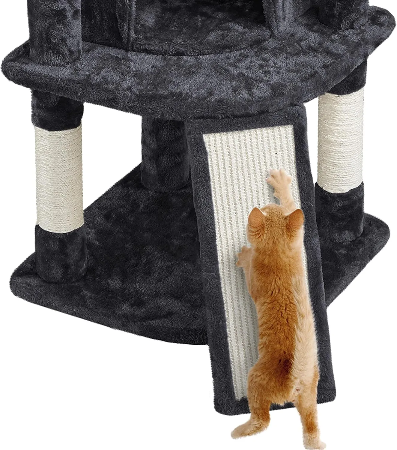 Yaheetech Cat Tree, 42in Cat Tower for Indoor Kittens, Pet Play House with Large Perch & Scratching Posts & Cozy Condo & Scratching Ramp, Kitten Furniture Activity Center, Black