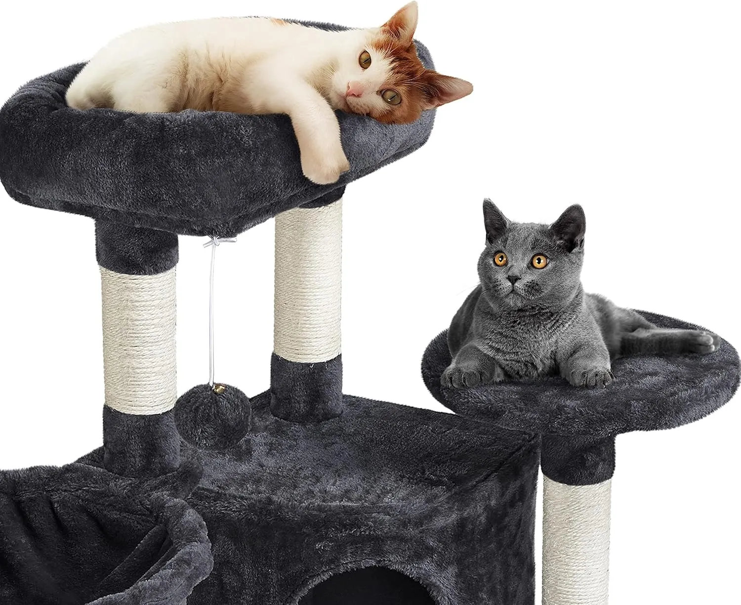 Yaheetech Cat Tree, 42in Cat Tower for Indoor Kittens, Pet Play House with Large Perch & Scratching Posts & Cozy Condo & Scratching Ramp, Kitten Furniture Activity Center, Black